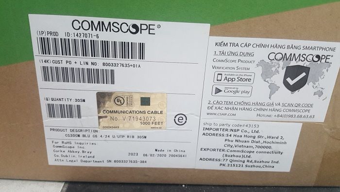 Cáp mạng CAT6 UTP chính hãng AMP/COMMSCOPE