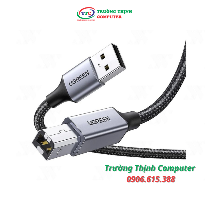 Cáp máy in USB A to USB B, dài 3m, dây dù bọc nhôm chính hãng Ugreen 80804