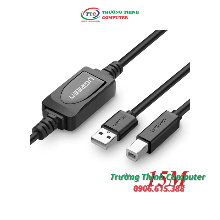 Dây Máy In USB 2.0 Ugreen 10362 Có Chip khuếch đại dài 15M cao cấp chính hãng