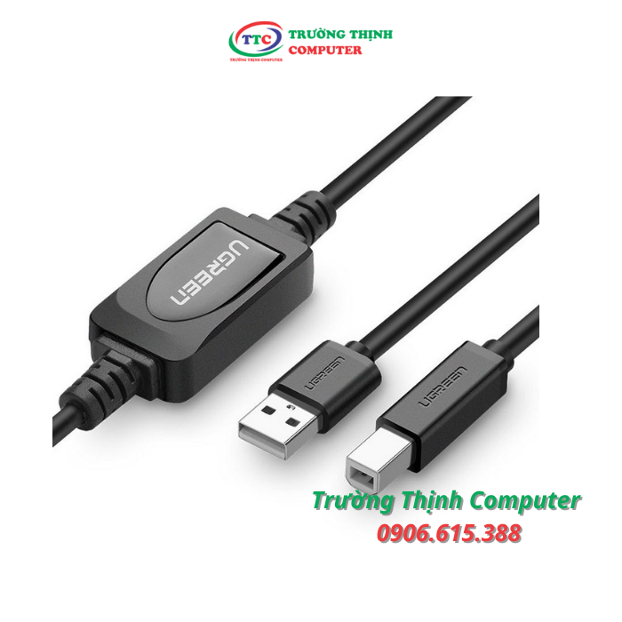 Cáp máy in USB 10m Ugreen 10374 có IC khuếch đại chính hãng