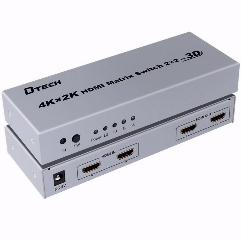 Bộ Switch Hdmi 2-2 Dtech 4K (DT - 7422)