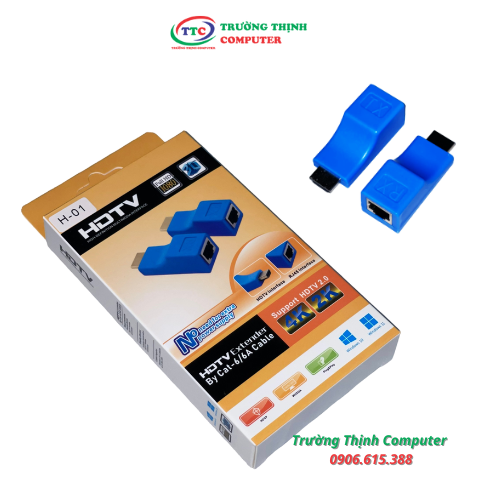 Bộ nối dài HDTV 30m -> Lan Extender 4K Cat66a xanh H-01