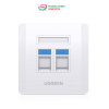 Mặt Wall Plate 2 cổng mạng âm tường Ugreen 80182 cao cấp