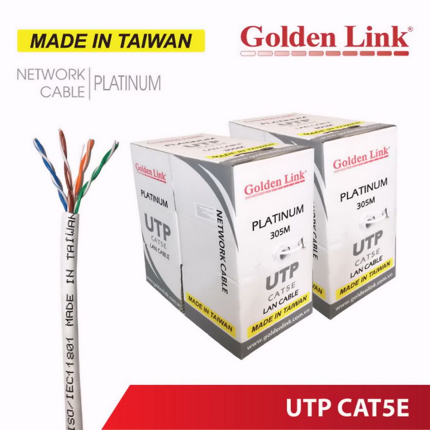 CÁP MẠNG GOLDEN LINK PLATINUM UTP CAT 5E 100M – MÀU TRẮNG TW1101-100 (MADE IN TAIWAN) (GL01023)