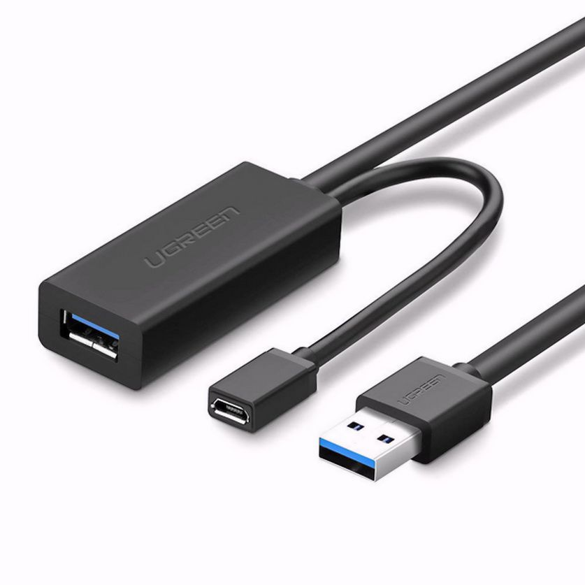 Cáp USB 3.0 nối dài 10m hỗ trợ nguồn Micro USB chính hãng Ugreen 20827 cao cấp
