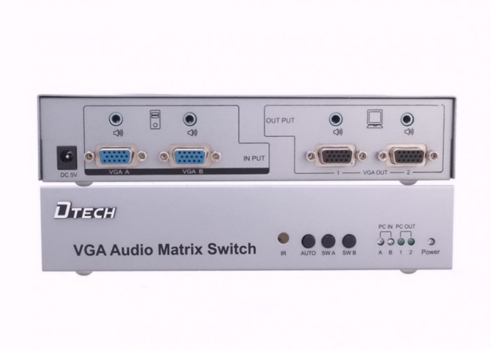 Bộ Switch Vga Audio 2-2 Dtech 500Mhz (DT-7027)