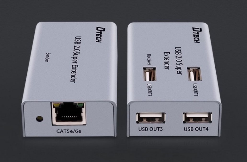 HỘP NỐI DÀI USB 2.0 -> LAN 50M ra 04 cổng USB DTECH (DT-7014A)
