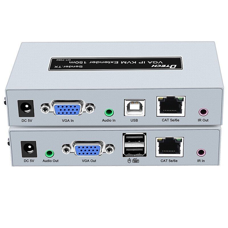 HỘP NỐI DÀI VGA + USB KVM + AUDIO -> LAN 150M DTECH (DT-7062)