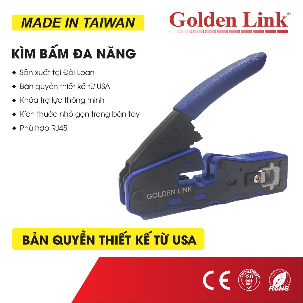 Kìm bấm dây mạng Goldenlink RJ45, RJ11, RJ12 MADE IN TAIWAN - GL-012020