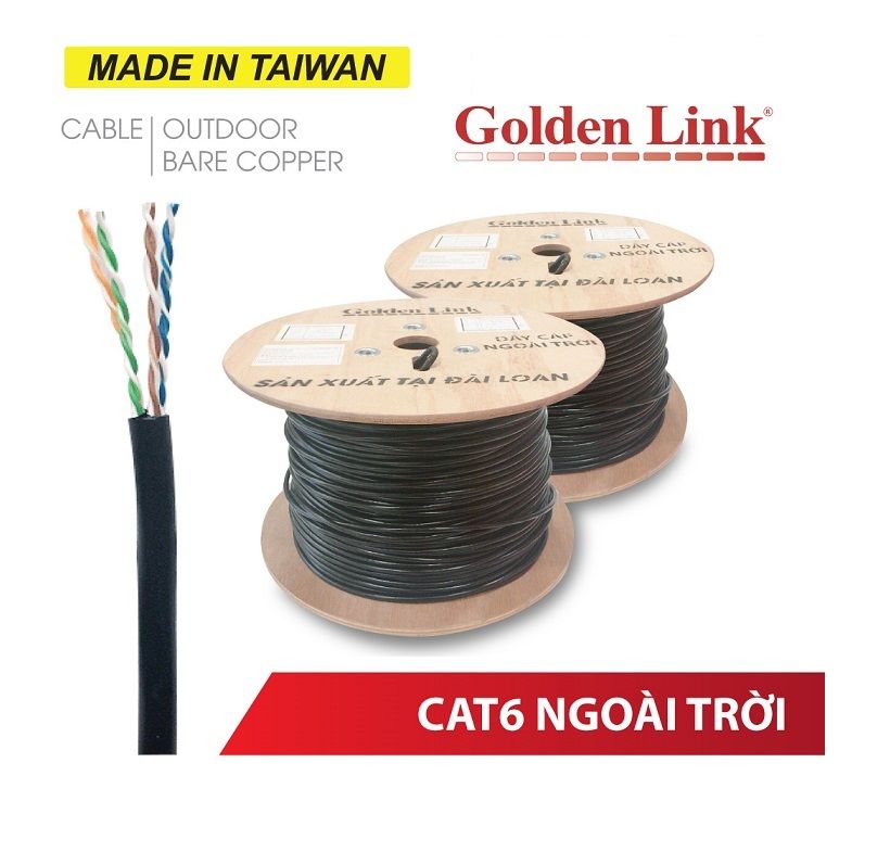 Cáp mạng ngoài trời Golden Link CAT.6 UTP (305 mét) Màu Đen - PECAT6-BC