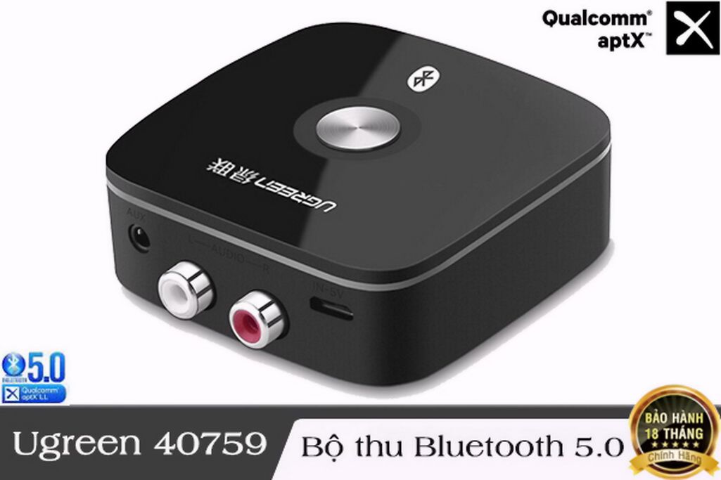 Bộ thu Bluetooth 5.0 Ugreen 40759 hỗ trợ APTX LL cao cấp