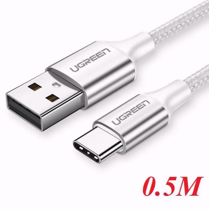 Cáp USB to USB-C bọc nhôm màu bạc Ugreen 60130 (US288 1006013)