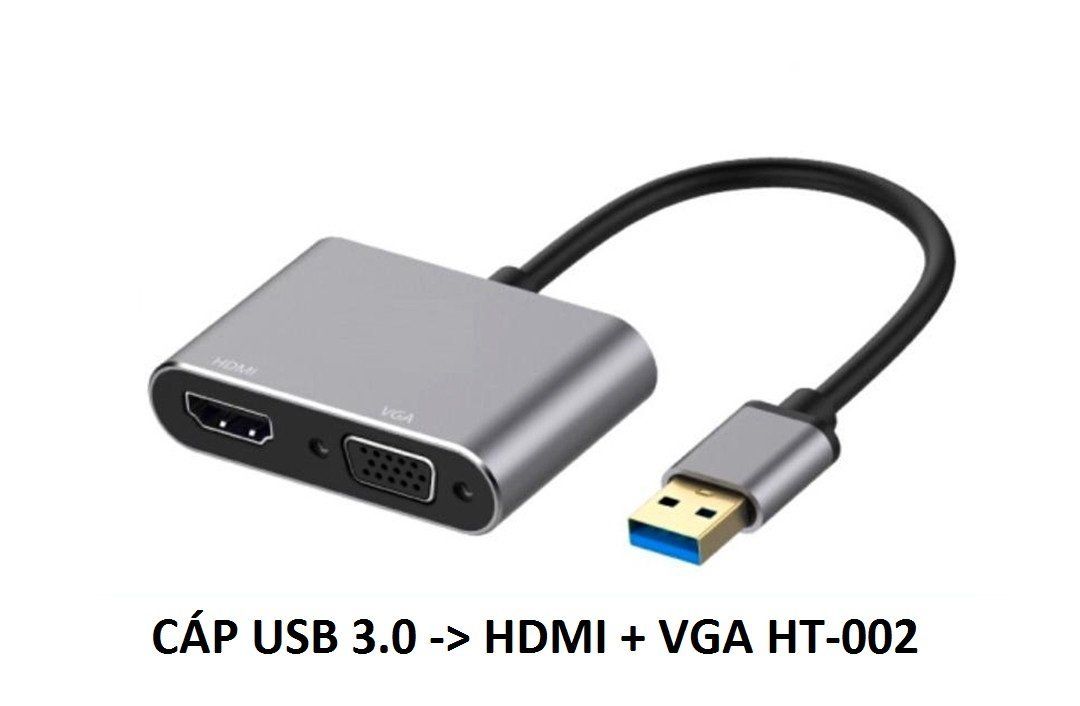 Cáp chuyển đổi USB 3.0 -> HDMI + VGA HT-002