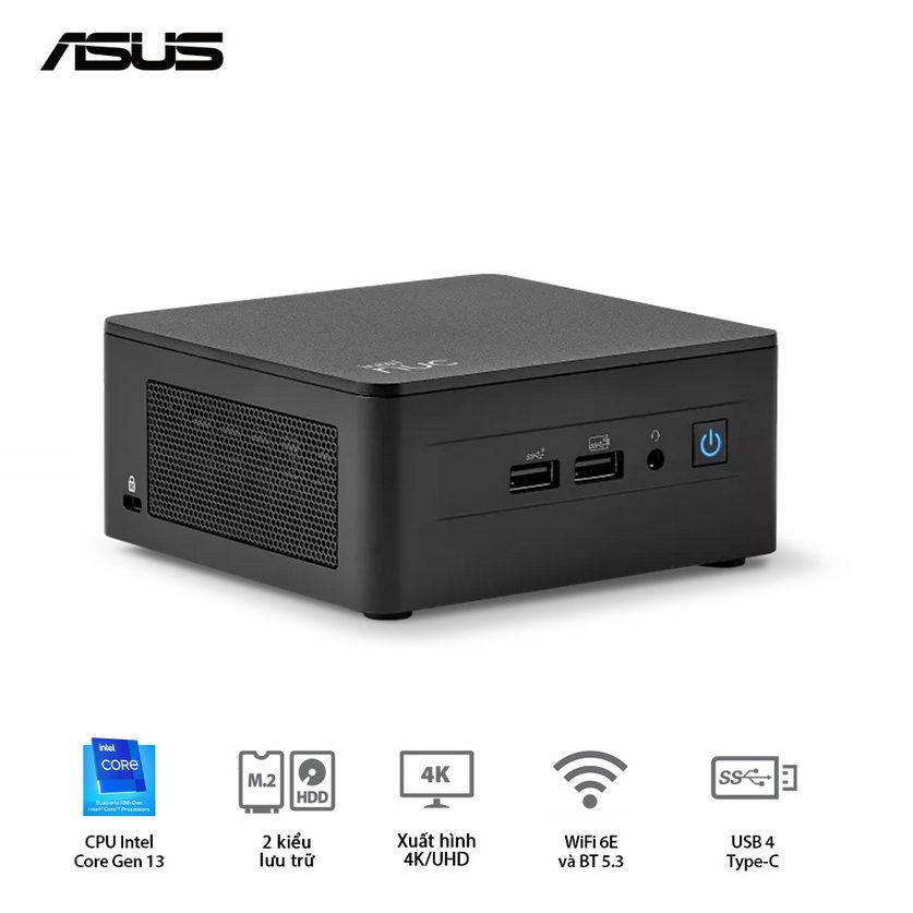 Máy bộ Asus NUC 13 PRO Tall RNUC13ANHI300001I (Intel® i3 1315U,Intel® Graphics, Wi-Fi 6E AX211, Bluetooth 5.2)