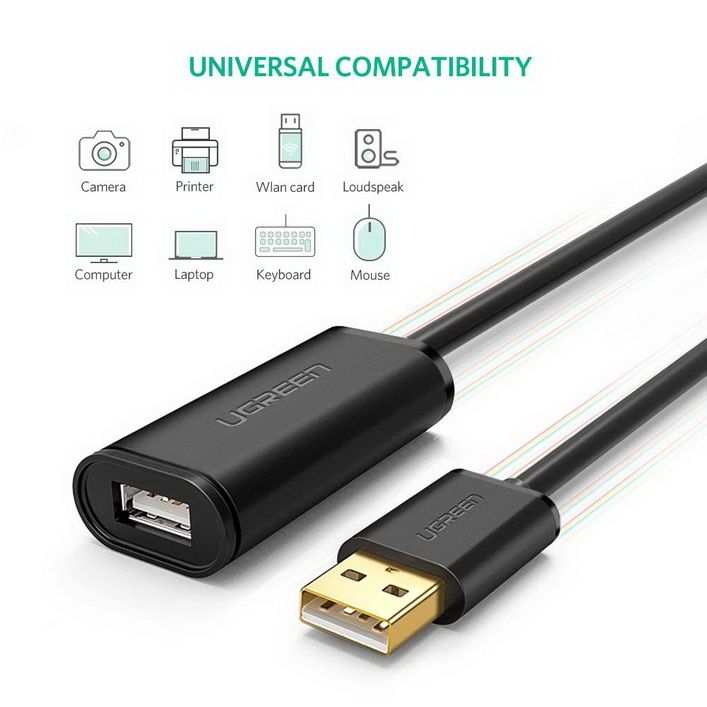 Cáp USB 2.0 nối dài 10m Ugreen 10321 có chíp khuếch đại