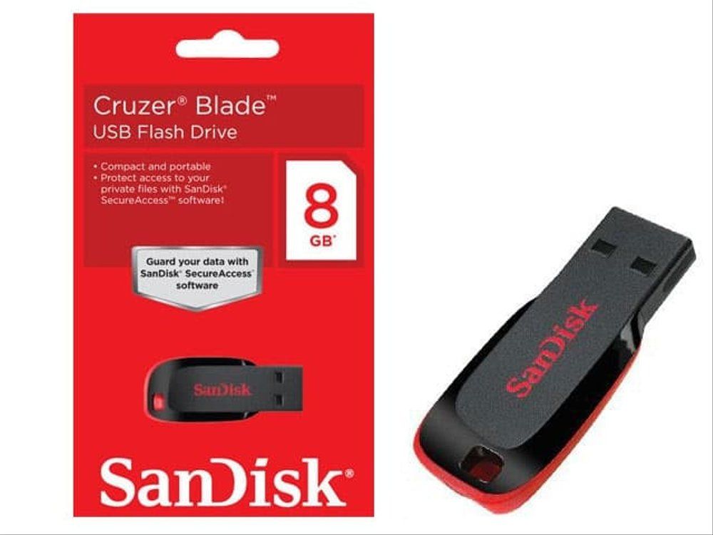 8GB Z50, USB2.0, Black with red accent, compact design	SDCZ50-008G-B35