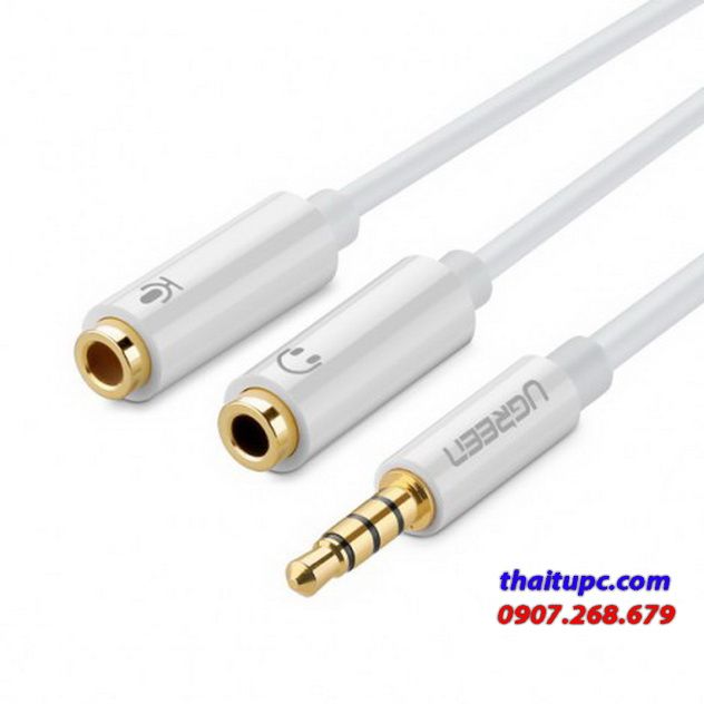 Cáp chia 3.5mm ra 1 đầu Audio và 1 đầu Microphone Ugreen 10789