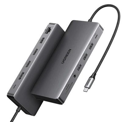 Ugreen 15978 13 in 1 Revodok Pro 313 Laptop Docking Station 4K Triple Display USB C Dock with Dual HDMI + DP + 10Gbps Data Port + 100W PD + Gigabit Ethernet + SD TF Card Reader CM681
