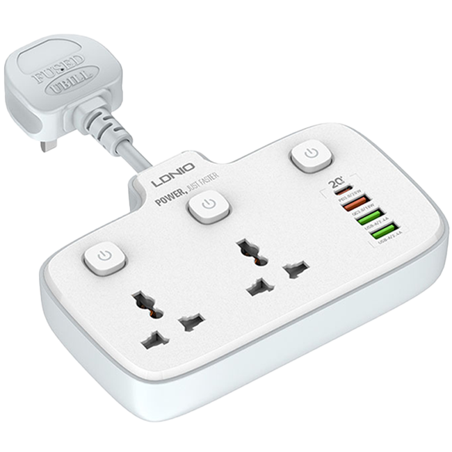 Ổ Cắm Điện 2PORT + 3USB + TYPE-C 2500W 3A1C SC2413 LIDNIO
