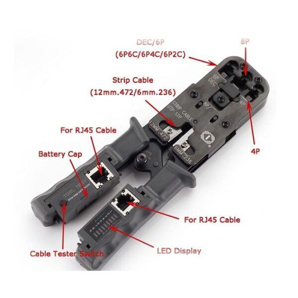 Kìm bấm UTP & cáp Tester + Pin HT022