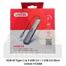 Hub USB cổng Type-C UNITEK 4 Trong 1 H1208B