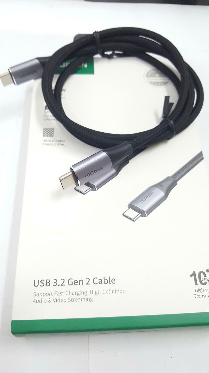 Cáp USB Type-C to Type-C 3.2 GEN2 dài 1M tốc độ 10Gbps, hỗ trợ 4K@60Hz, PD 240W Ugreen 80150 cao cấp