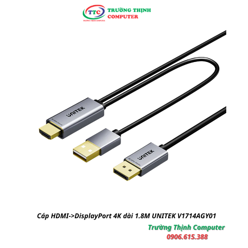Cáp HDMI sang DisplayPort 4K dài 1.8M UNITEK V1714AGY01