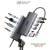 Hub Type C 11 cổng Ugreen 45520 – Bộ chuyển mở rộng cổng USB-C đa năng hỗ trợ 4K@60Hz HDMI, VGA 1080p, PD 100W, Ethernet, USB-A/C 10Gbps, khe thẻ SD/TF, jack 3.5mm