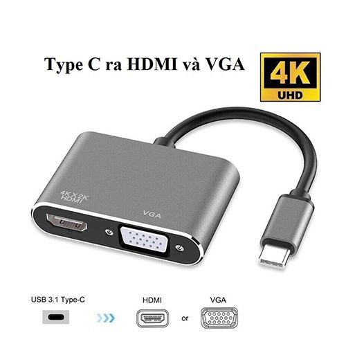 Cáp chuyển đổi Type-C Sang HDMI+VGA Unitek Y-V100SL/V124