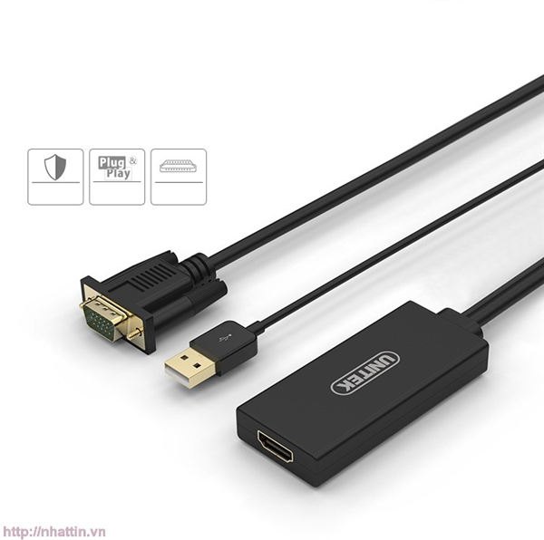 Cáp Chuyển Đổi VGA + USB to HDMI Unitek Y-8711