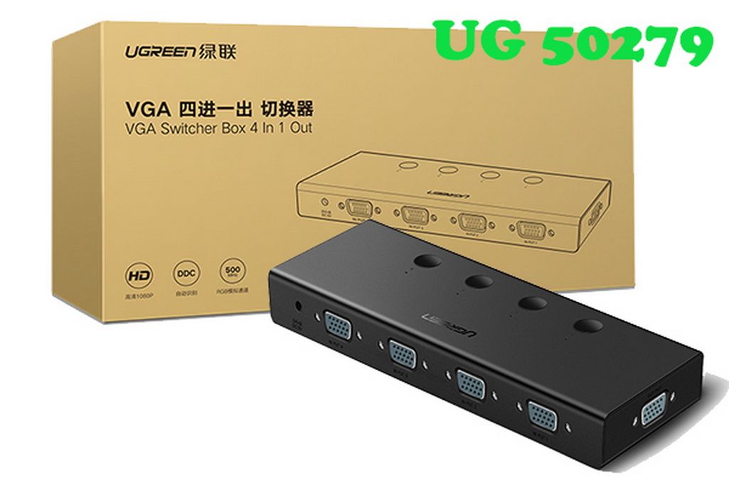 Bộ gộp VGA 4 vào 1 ra Hỗ trợ full HD 500Mhz chính hãng Ugreen 50279 cao cấp
