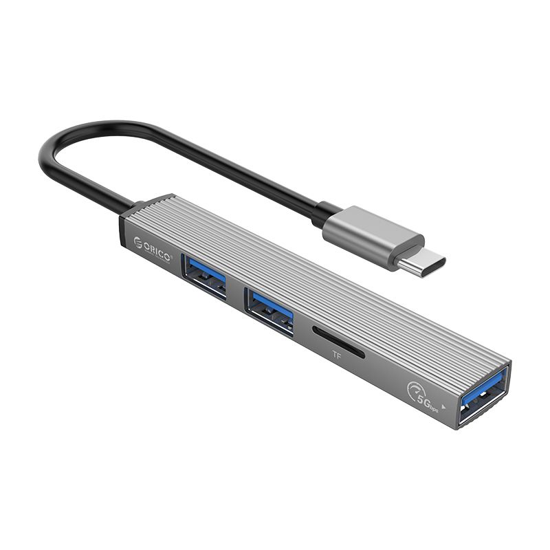 Bộ chia Type C ra 4 cổng USB 3.0, 2.0 và đầu đọc thẻ TF Orico AH-12F-GY-BP