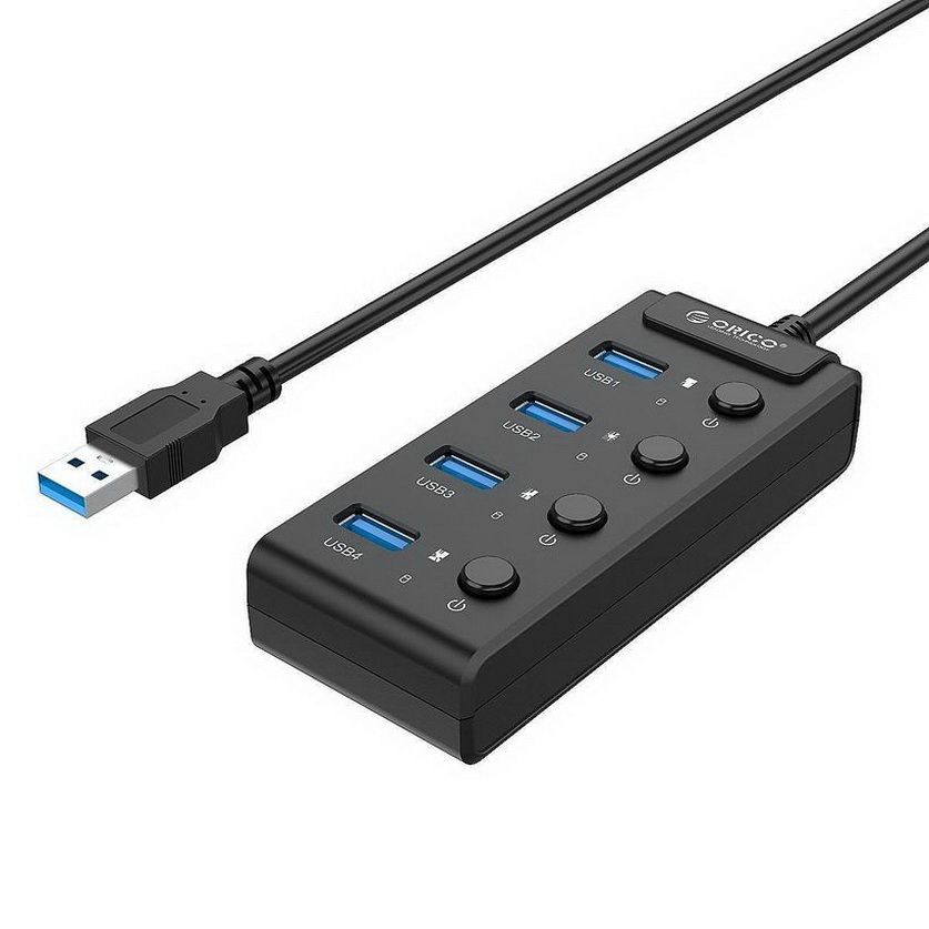 Bộ chia USB HUB 4 cổng USB 3.0 có công tắc ORICO W9PH4-U3-BK