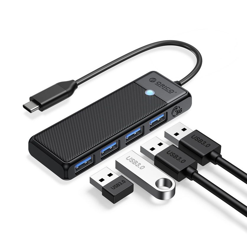 Bộ chia USB Hub ORICO PAPW4A-C3-015 (Type C ra 4 cổng USB 3.0, Trắng, Đen, Xanh Dương, Hồng)