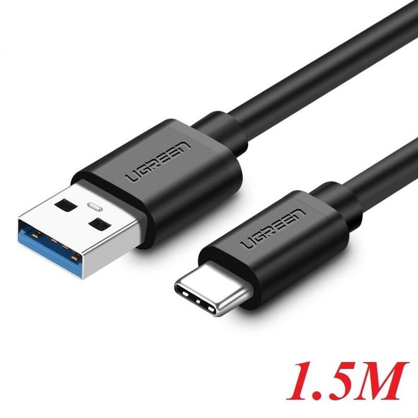 Cáp USB 3.0 to USB Type C Dài 1m5 Ugreen 20883 US184, Sạc nhanh QC 3.0, Tốc độ 5Gbps