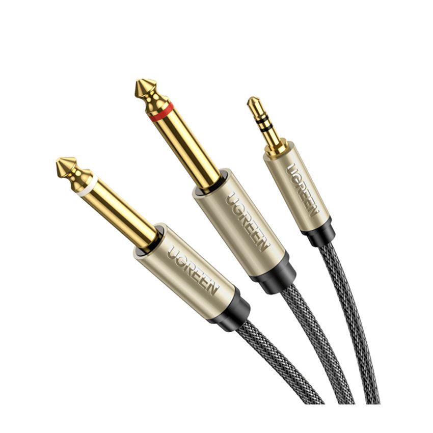 Cáp Audio 3,5mm to 2 đầu 6,5mm dài 3m Ugreen 10618
