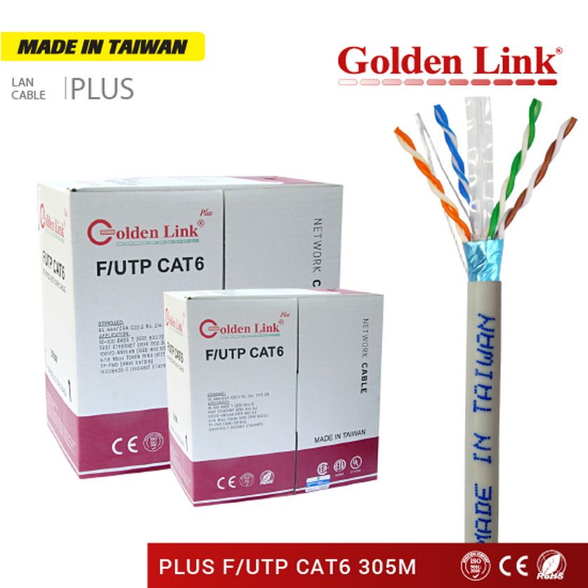 CÁP MẠNG GOLDEN LINK PLUS F/UTP CAT6 – CHỐNG NHIỄU MÀU XÁM GL01011 (MADE IN TAIWAN)