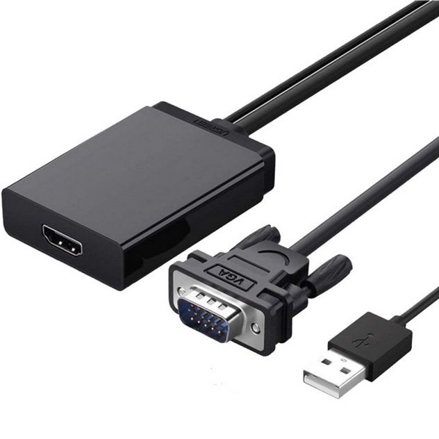 Cáp Chuyển VGA sang HDMI + Audio 3.5mm Chính Hãng Ugreen 60814(dài 30cm)