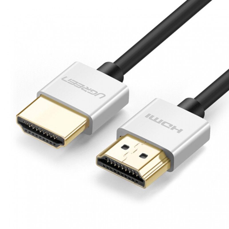 Cáp HDMI 2.0 Siêu Mỏng Dài 1M5 Cao Cấp Ugreen 30477 màu bạc