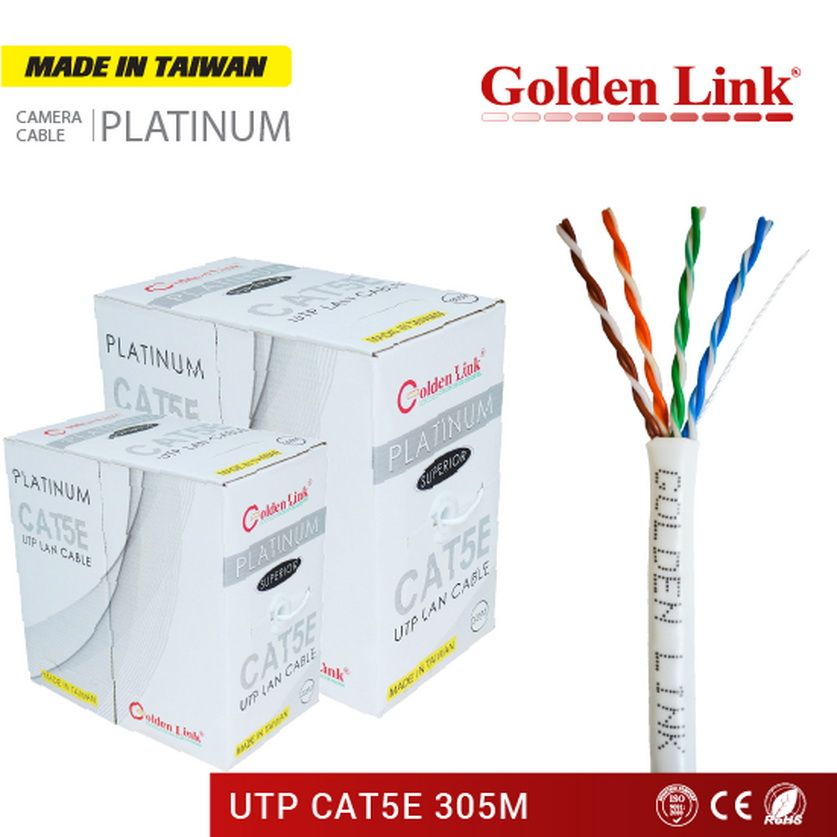Cáp Mạng GOLDEN UTP TW1101-2 Cat 5 Platium 305m/ Cuộn( Màu Trắng) - GL01001