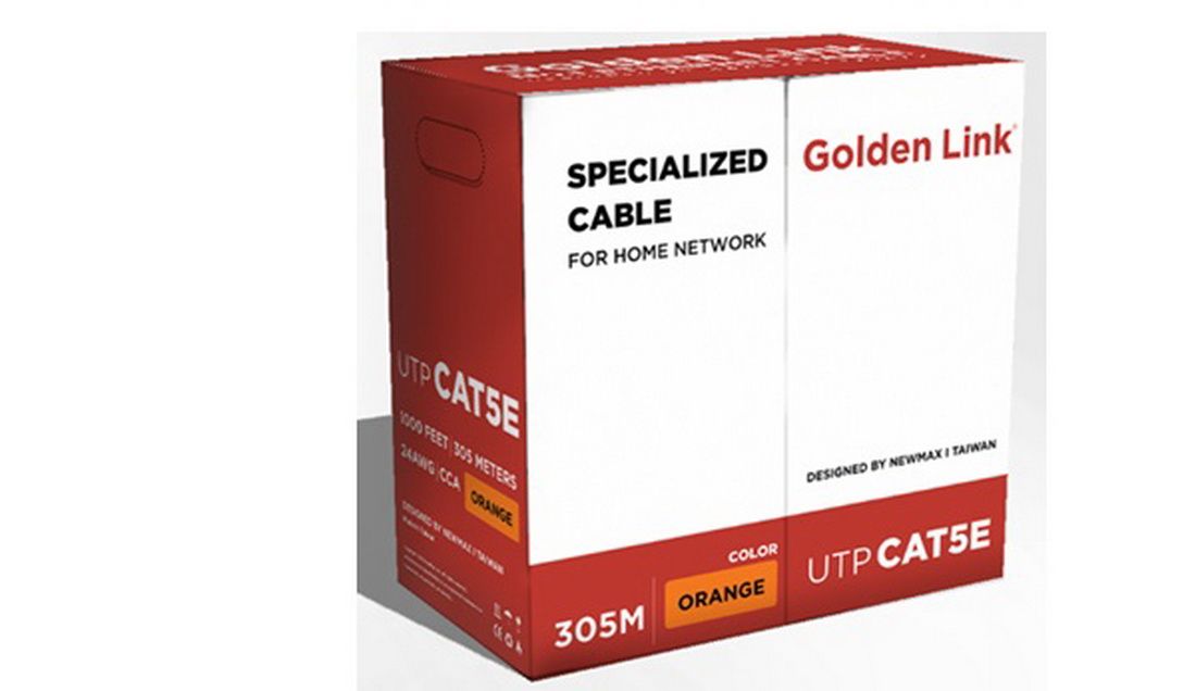 Cáp mạng Golden Link PLATINUM CAT.5E UTP Màu Cam (GL01030, 305 mét/cuộn)