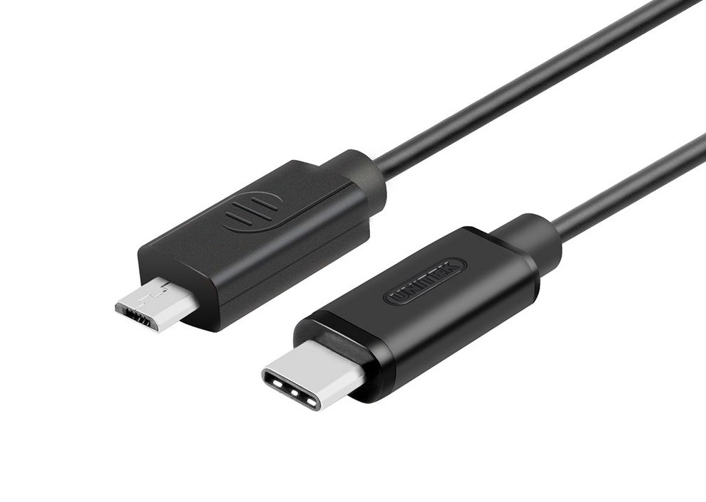 UNITEK Cavo USB-A - USB-C 25 Cm Y-C480BK - Corto, Resistente E Stabile Per Dispositivi USB-C