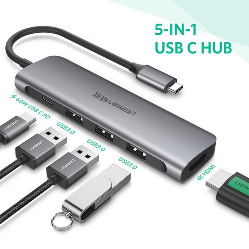 Bộ chuyển đổi USB typeC đa năng 5 trong 1, Ugreen 50209