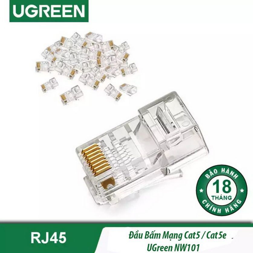 Đầu bấm mạng RJ45 Cat5e 100c/túi chính hãng Ugreen 50246 cao cấp