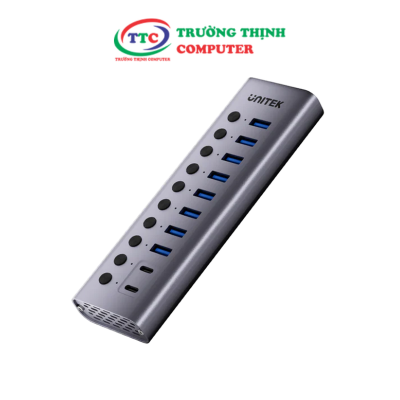 Bộ chia (Hub) 10 cổng USB 3.0 tốc độ 5Gbps 8 USB-A và 2 USB Type-C Unitek H1315B01-EU cao cấp