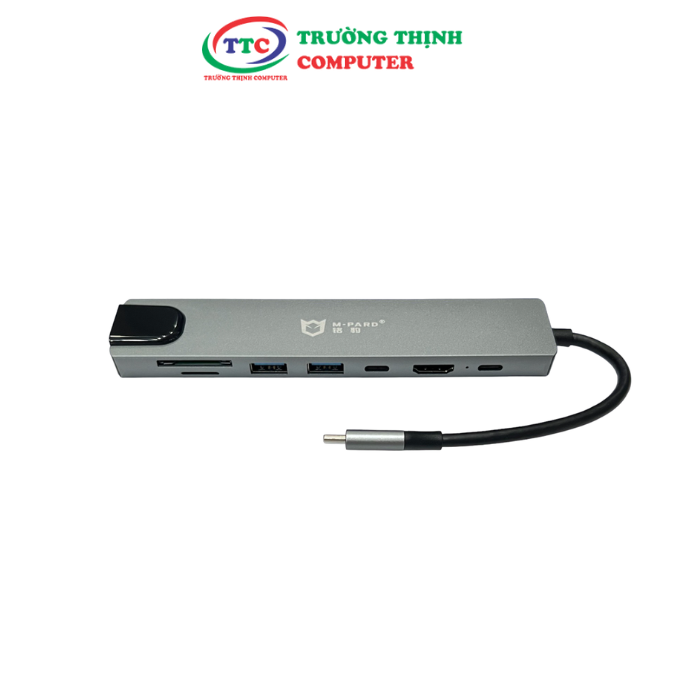 Hub chia Type-C -> HDMI+LAN+USB +TYPE-C 2.0+ SD/TF+PD M-PARD MD148