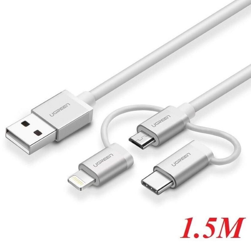 Cáp sạc Type-C+ Lightning + Micro USB 3 trong 1 dài 1.5m Ugreen 50203