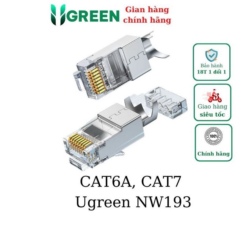 Hạt mạng RJ45 Cat6a/Cat7 hộp 10pcs chính hãng Ugreen 50634 cao cấp (2 mảnh)