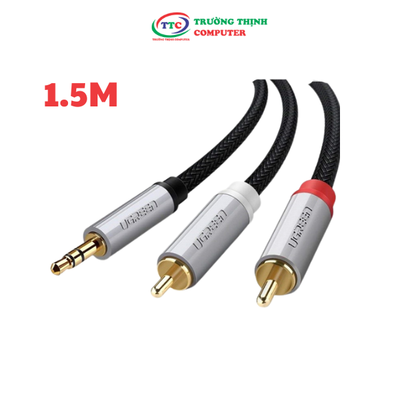 Cáp Audio 3.5mm sang 2 đầu RCA cao cấp dài 1M5 Ugreen 40842