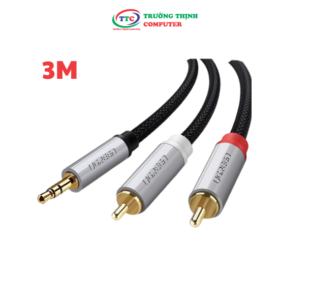 Cáp Audio 3.5mm sang 2 đầu RCA cao cấp dài 3m Ugreen 40844